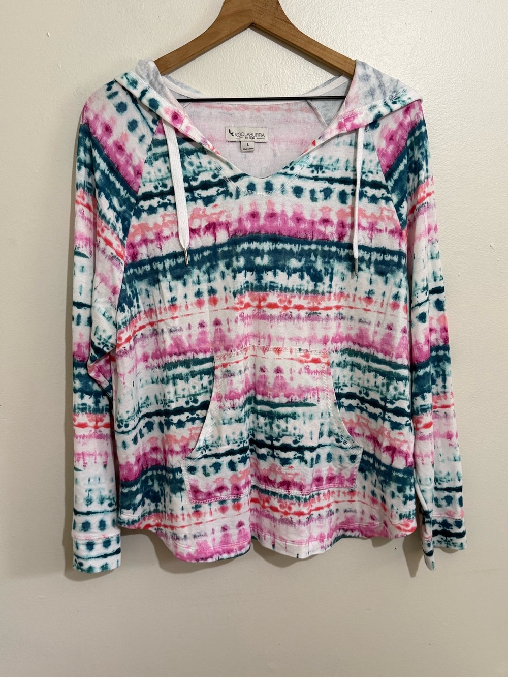 Koolaburra Pink & Teal Tie-Dye Hooded Pullover